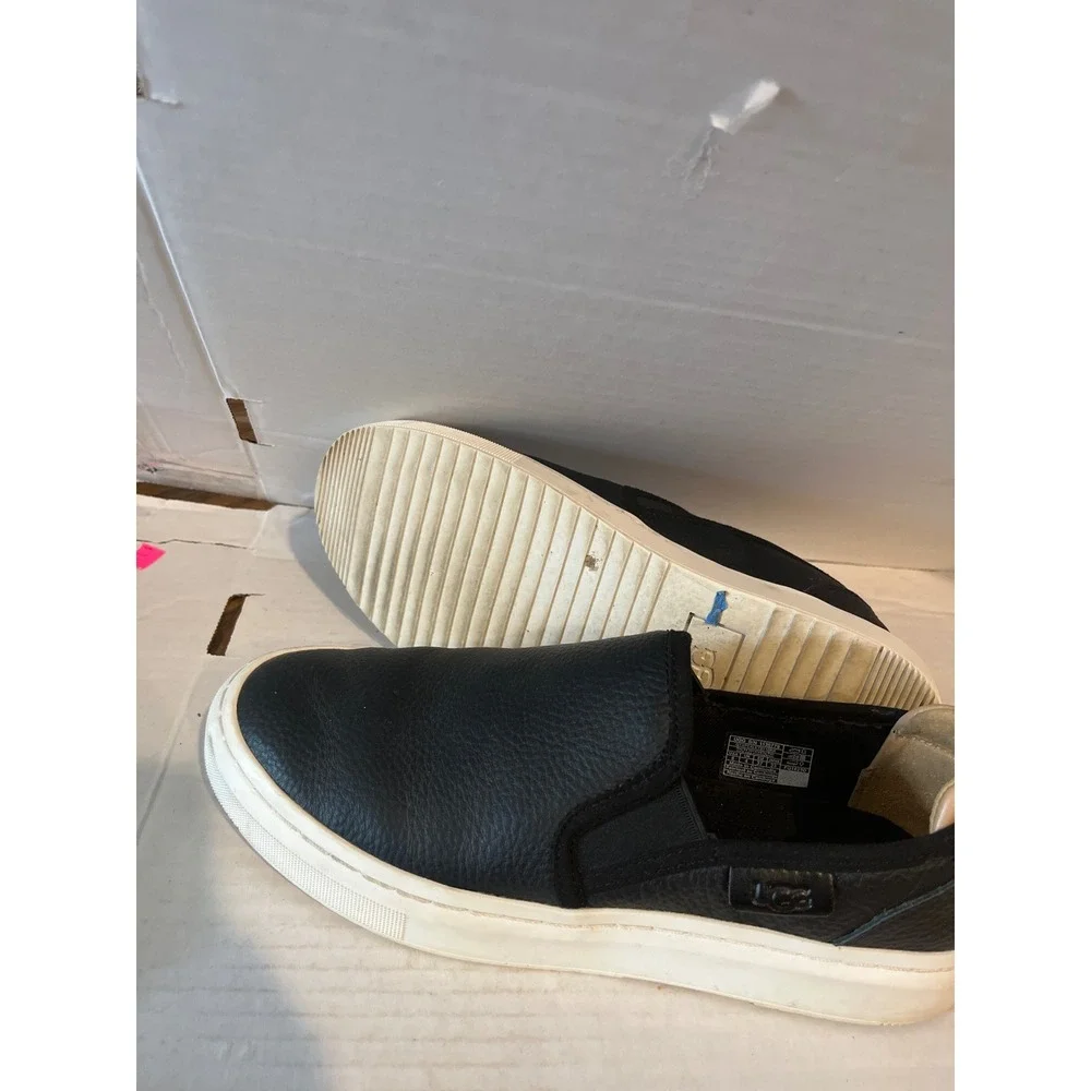 UGG Jass Black Pebbled Leather Slip On Sneakers Womens 1105712 Platform Shoes - Picture 4 of 4